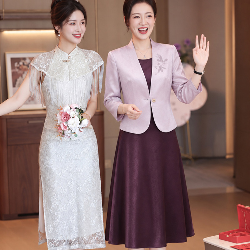 十月份结婚礼服妈妈西服套装裙高端2026喜婆婆订婚宴衣服平时可穿