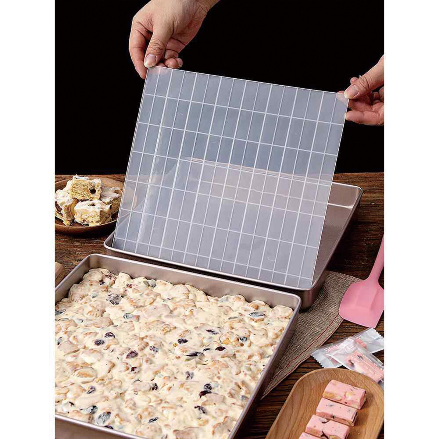 家用不锈钢雪花酥压平器牛轧糖压板糕点定型模具烘焙品双面格子片
