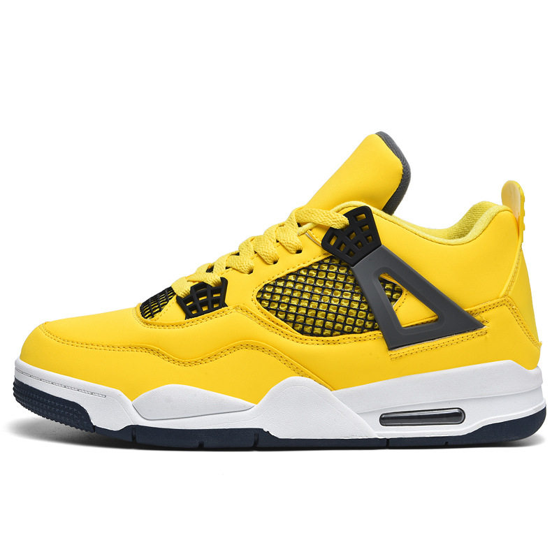 AJ跨境大码篮球男鞋透气网面橡胶底防滑耐磨中高帮飞织学生运动鞋