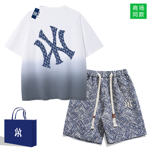 短袖 夏季 奥特联名男士 套装 潮牌 新款 纯棉t恤港风扎染轻奢痞帅男装