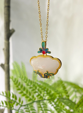 复古珐琅彩新年春节宫廷风长命锁兰花古风项链女款设计感搭配汉服