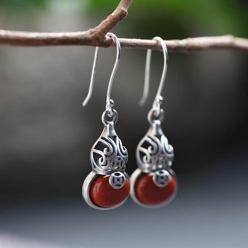 【福禄】纯银耳环S925银复古时尚南红玛瑙耳坠耳饰葫芦中式文艺女,饰品/流行首饰/时尚饰品新,耳环,淘宝优惠券,粉丝福利购,淘宝优惠卷