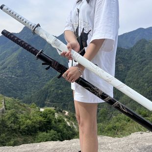 龙泉市唐横刀手工一体高碳钢防身武术刀户外冷兵器黑金古刀未开刃