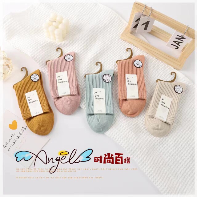 防臭中筒袜抗菌百搭纯色保暖女士