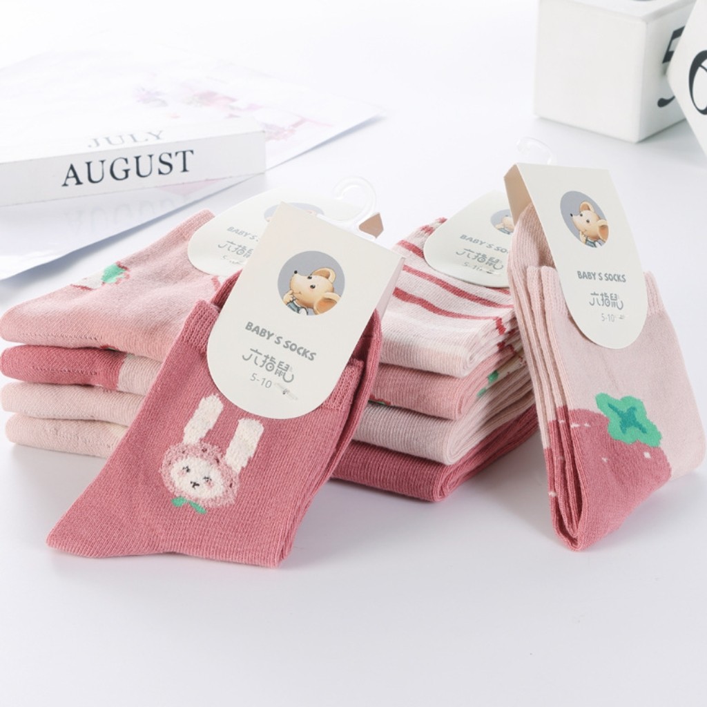 六指鼠儿童袜子女童秋季新款纯棉防臭春秋中大童学生中筒棉袜秋冬