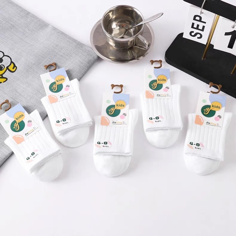 儿童袜子春秋冬款白色中筒袜女童学生纯棉中筒袜黑色防臭男童白袜