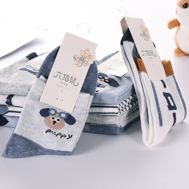 六指鼠儿童袜子男童春秋夏季薄款卡通男孩宝宝袜网眼纯棉中筒袜子