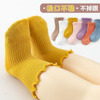 可愛中筒秋冬木耳邊棉襪