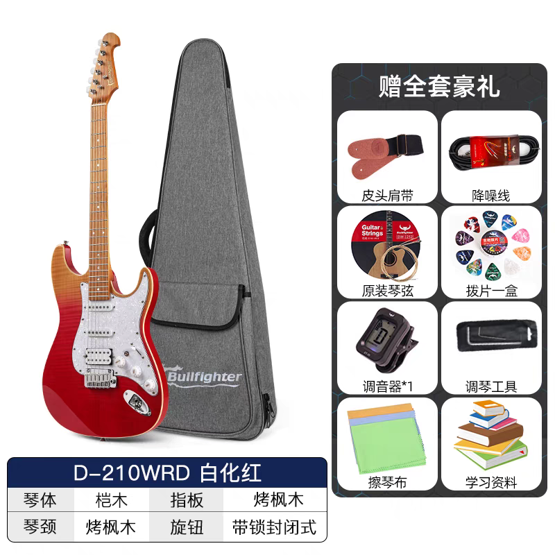 斗牛士D-210电吉他套装切单双摇专业级学生初学者入门演奏电吉它