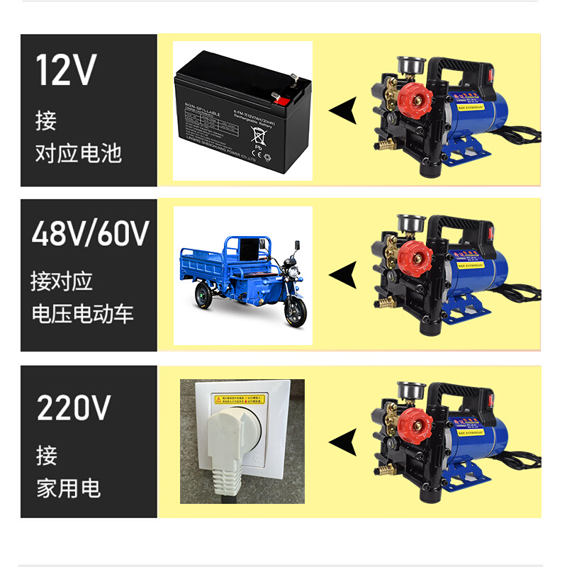 农用高压双缸柱塞打药机泵隆迈手提12v24v48v60v220v果树电动喷雾