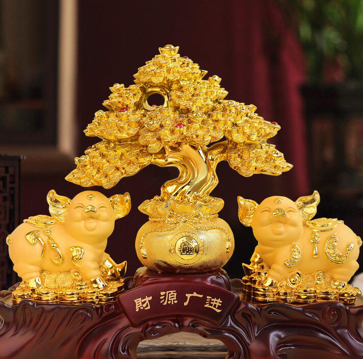 财源广进猪招财生肖金猪家居客厅酒柜装饰品摆件乔迁店铺开业礼品