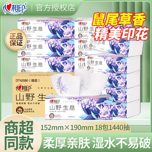 心相印纸巾向野而生抽纸鼠尾草香氛卫生纸实惠餐巾纸整箱装纸巾