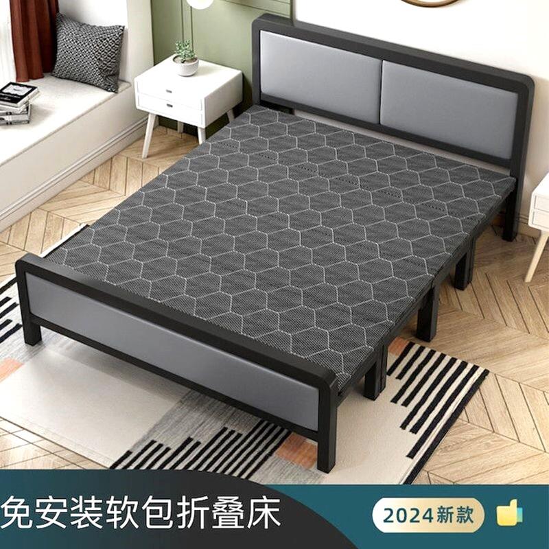 折叠床家用双人铁架床带床垫出租屋简易床硬板床办公室午休床单人