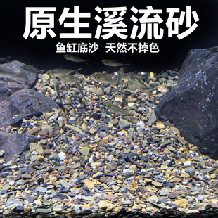 鱼缸底砂溪流砂细沙原生铺底石底部沙石雷龙造景南美黑色雷龙五彩