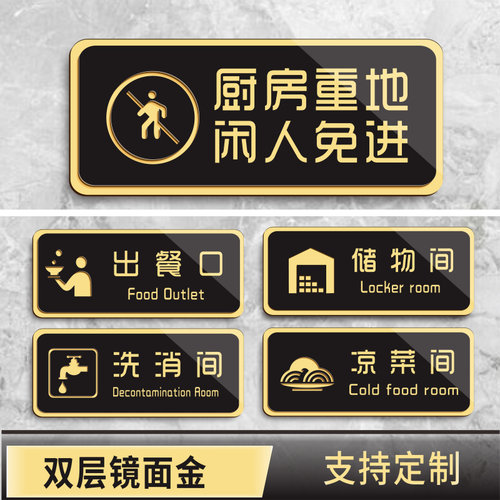 联茹双层亚克力镜面金字厨房门牌