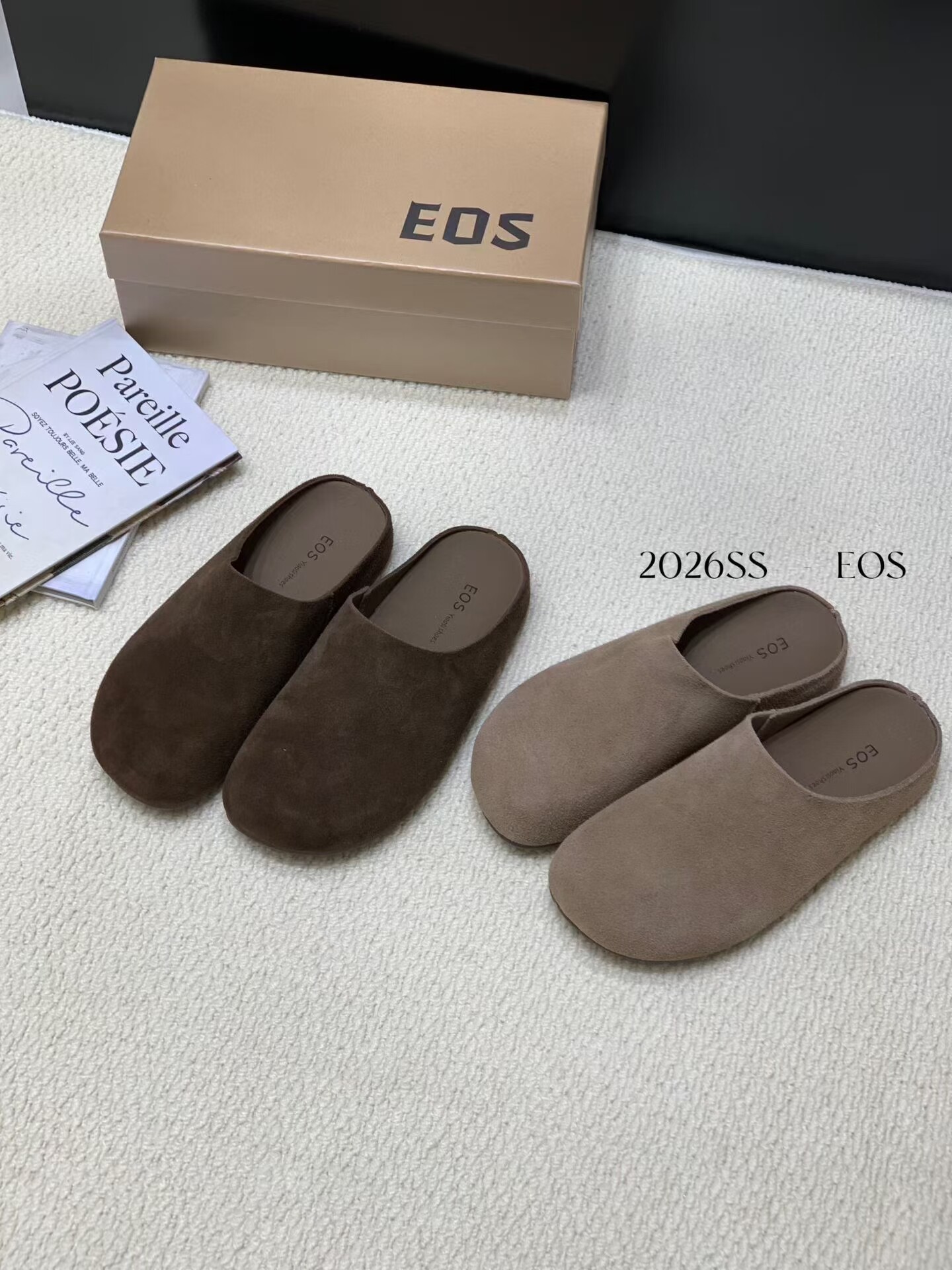 EOS2026春季新款真皮勃肯鞋女外穿复古丑萌大头包头半拖鞋女