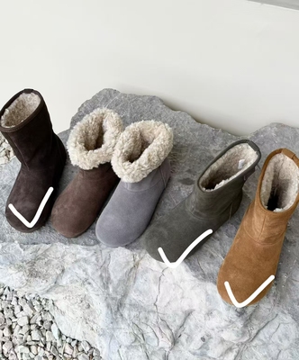 EOS厚底加绒加厚面包雪地靴女2025冬季新款防滑保暖中筒勃肯棉鞋