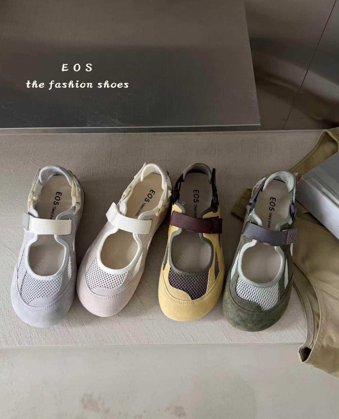 EOS女鞋2026夏季新款韩版百搭网面内增高舒适魔术贴学生休闲单鞋