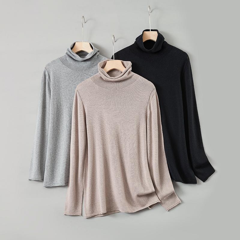 去纯高领蚕丝长袖打底衫