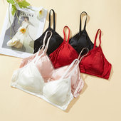 光面桑蚕丝薄款 真丝缎面无钢圈文胸 法式 内衣胸罩奢华大胸显小夏