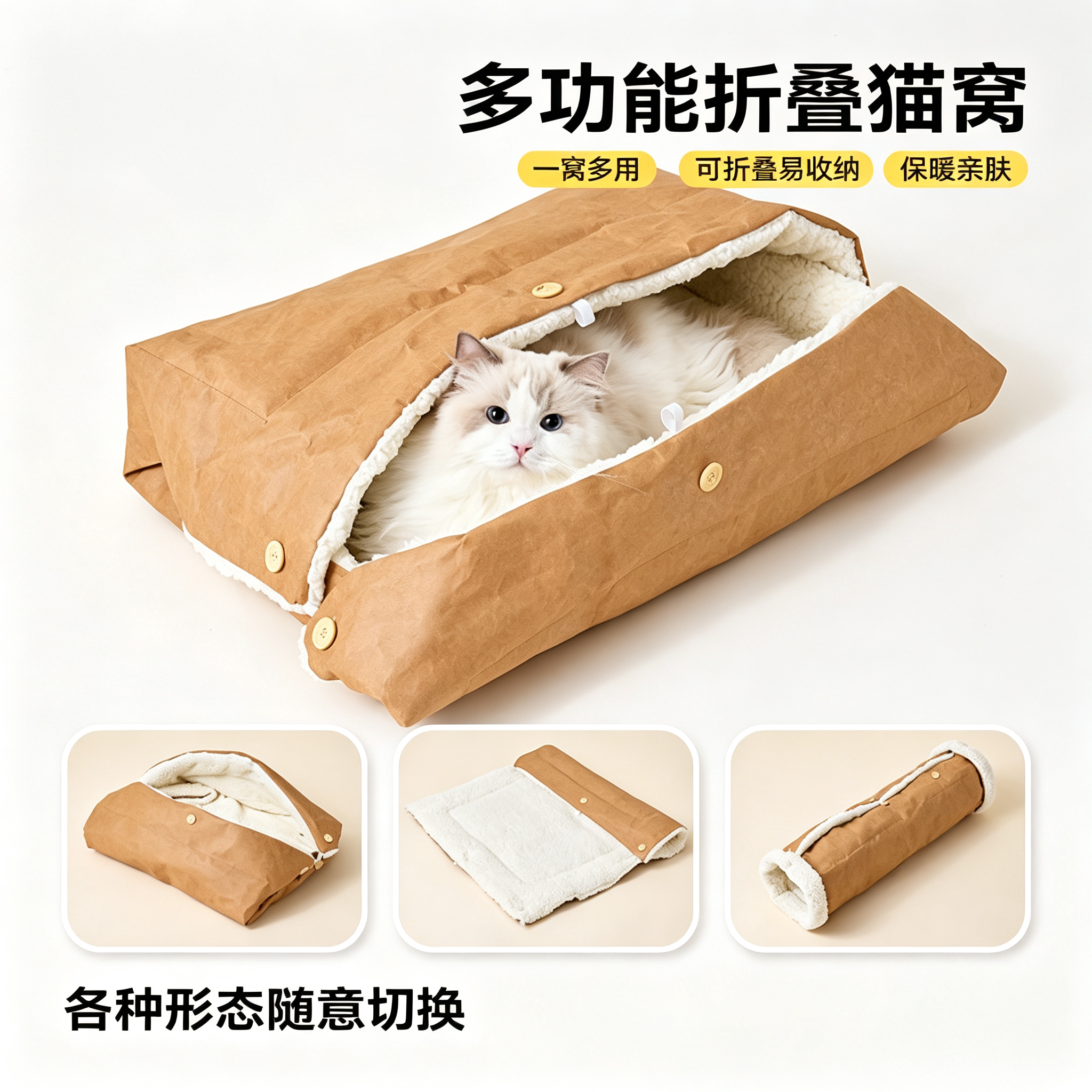折叠耐脏加厚保暖猫窝睡袋