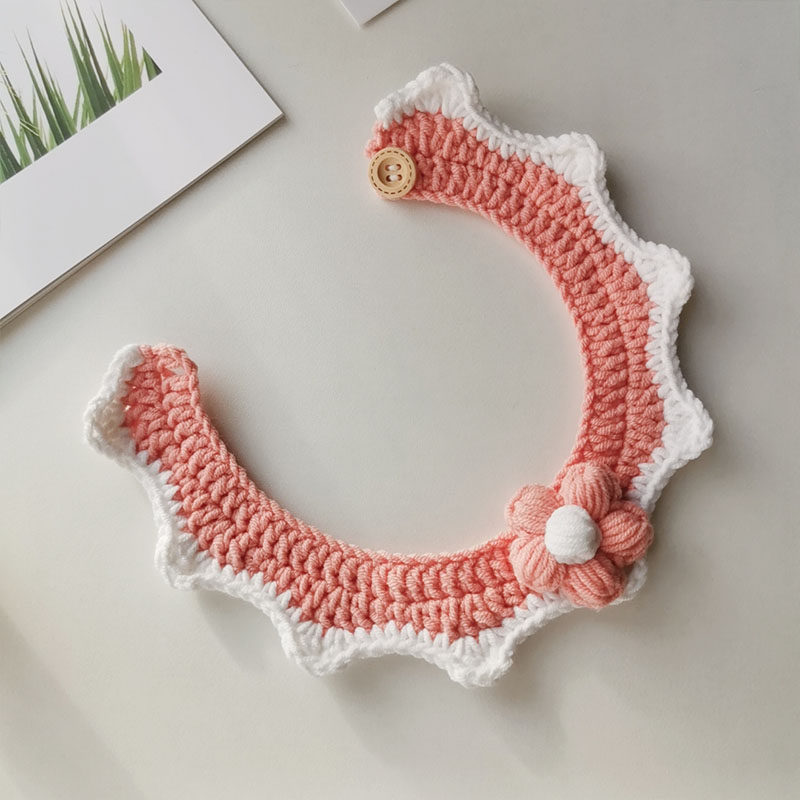 猫咪定制项圈手工编织纯色防丢失可爱围脖英短布偶新年拍照饰品