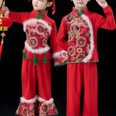 儿童喜庆秧歌演出服中国风新年开门红灯笼小孩元旦舞蹈打鼓表演服