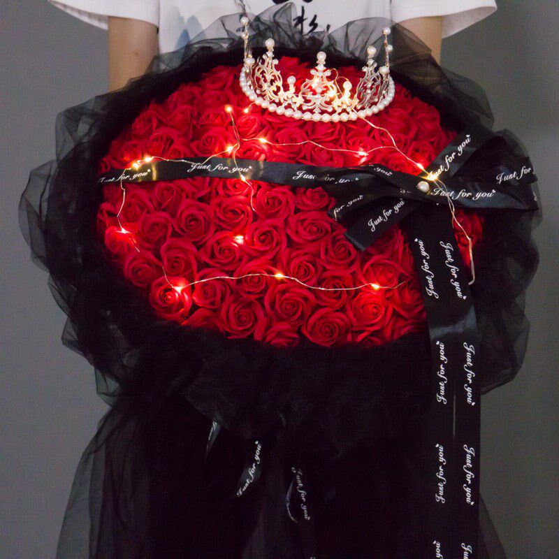 包邮99朵玫瑰蓝色妖姬花束520情人节圣诞节生日香皂花送老婆浪漫