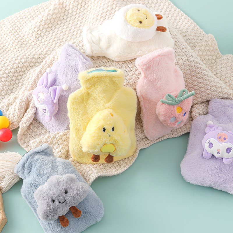 兔毛暖手袋注水热水袋卡通毛绒暖手袋暖手宝可拆洗暖水袋加厚防爆