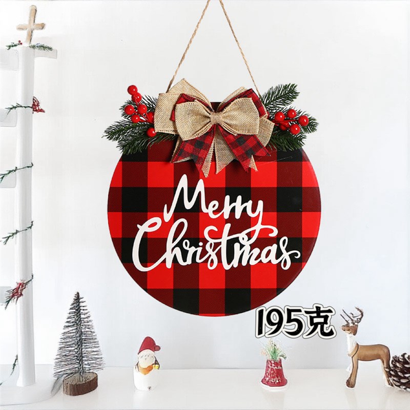 圣诞节装饰木制挂牌木质挂饰圣诞欢迎门牌节日装饰门环装饰挂牌