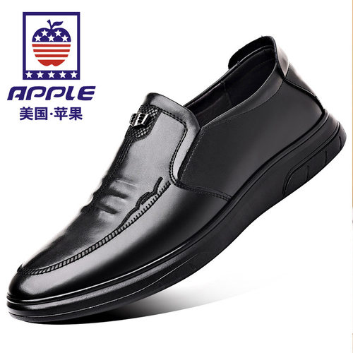 苹果/APPLE皮鞋男2025夏季新款软底一脚蹬男士商务休闲中年爸爸鞋