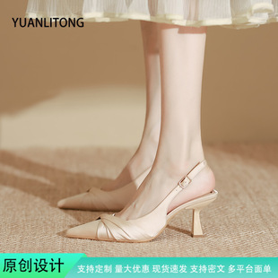 尖头凉鞋女时尚惠州女鞋真皮春款女高跟鞋凉鞋2025春款女时装鞋子