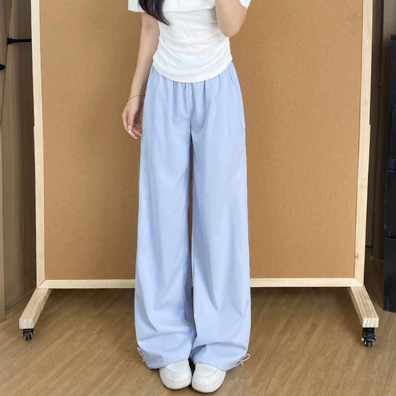 美式速干工装裤女2026夏季新款小个子垂感休闲阔腿直筒冰丝遛弯裤