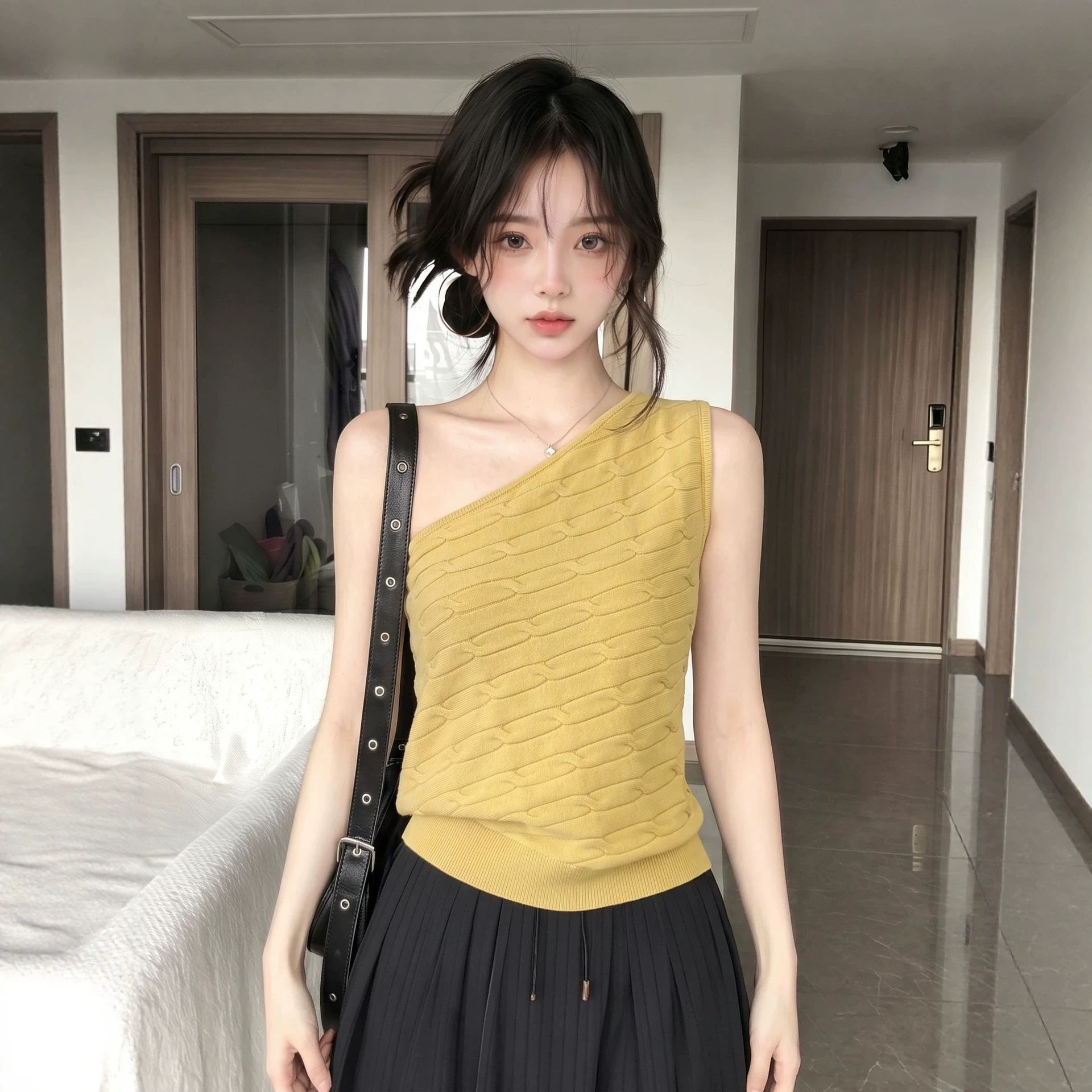 姜黄色绝美小吊带背心女夏季2026新款炸街独特无袖美背大码上衣