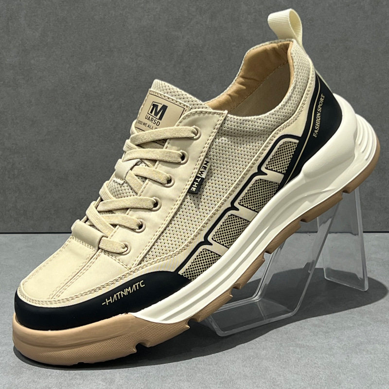 男鞋夏季透气网面板鞋男款2025新款厚底运动休闲鞋轻便软底帆布鞋