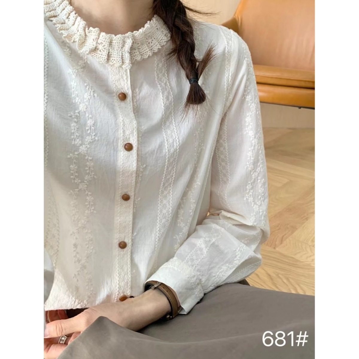 法式重工刺绣花边领长袖衬衫女春装新款文艺清新风叠穿温柔衬衣,女装/女士精品,衬衫,淘宝优惠券,粉丝福利购,淘宝优惠卷