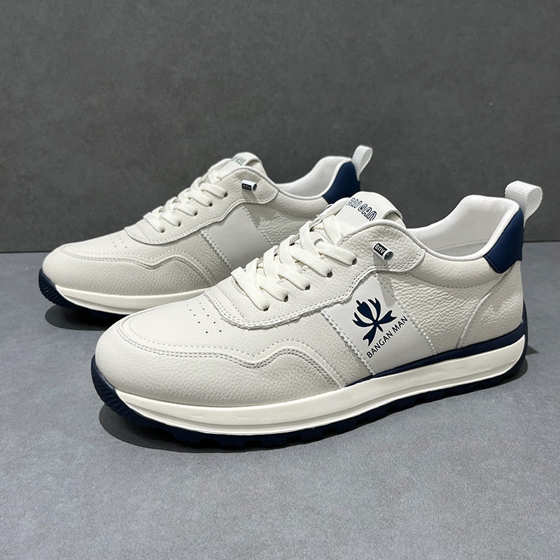 男鞋2025新款软底阿甘鞋男真皮透气板鞋一脚蹬百搭轻便休闲运动鞋
