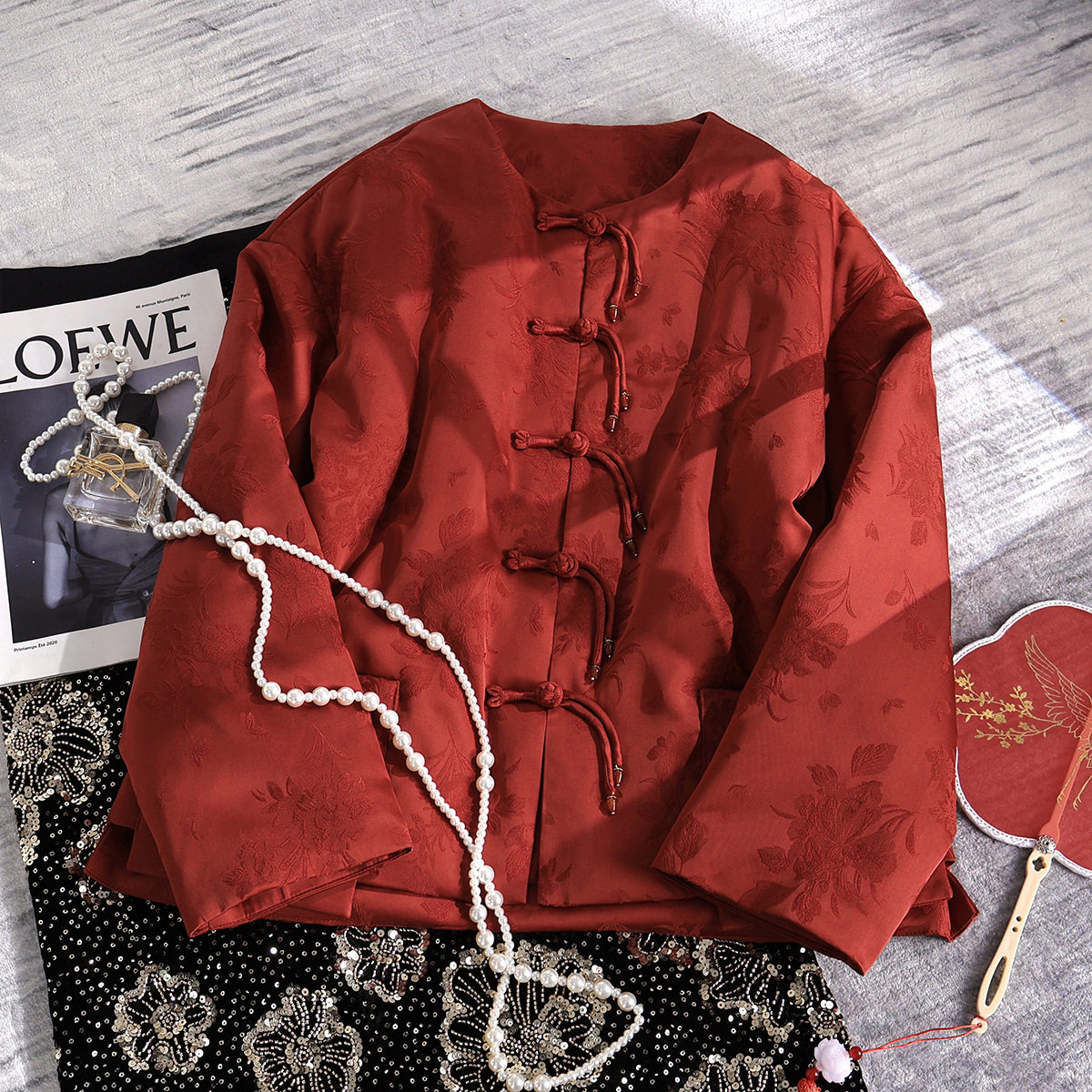 南油高货新年羽绒服新中式红色盘扣宽松气质时尚保暖禅意唐装外套