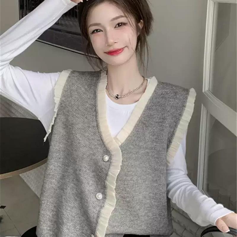 小香风背心马甲女春季新款高级感无袖v领针织开衫外搭气质上衣潮