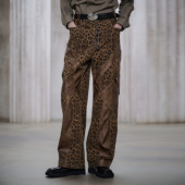 设计师明星同款 直筒裤 复古工装 FACEONLAB原创豹纹阿基拉机车长裤