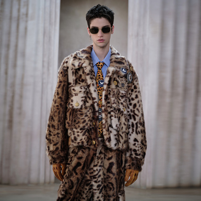 FACEON原创仿豹纹皮草梓渝同款