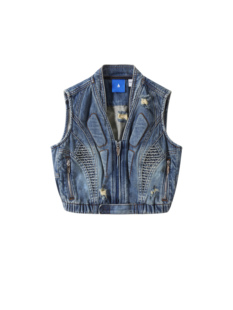 今日青年FACEONLAB 先锋机车牛仔马甲 原创设计