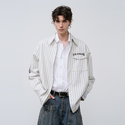 FACEONLAB宽松条纹印花衬衫