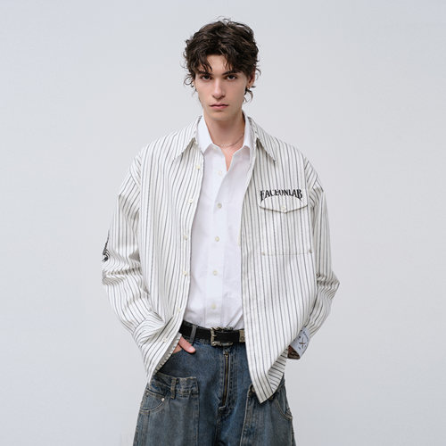 FACEONLAB宽松条纹印花衬衫