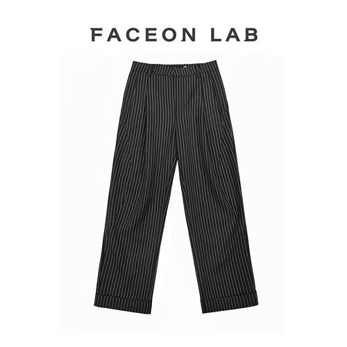 FACEONLAB王权条纹西裤直筒羊毛高级正装设计师明星同款西装长裤