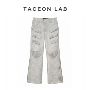 【阿信同款】FACEONLAB 原创白色阿基拉机车皮裤机车风长裤