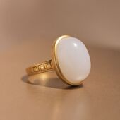 原创设计世间臻宝古法金镶嵌天然和田羊脂白玉S925戒指女款 尾戒指