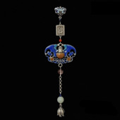 双福齐临 原创古典中国风s925纯银旗袍压襟挂件和田玉汉服配饰