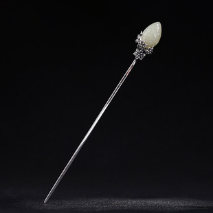 国风手工镶嵌和田玉发簪简约女汉服复古风簪子及笄礼情人节礼物