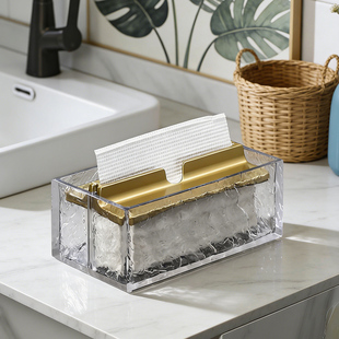 创意自动下沉式擦手纸盒洗手台抹干手抽纸盒桌面高级感擦手纸巾盒